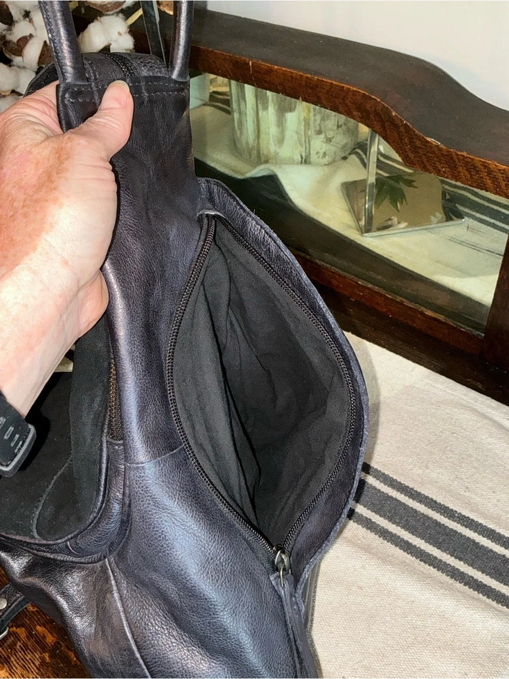 NWOT We The Free Leather Soho Convertible Sling Backpack Bag Black MSRP $128